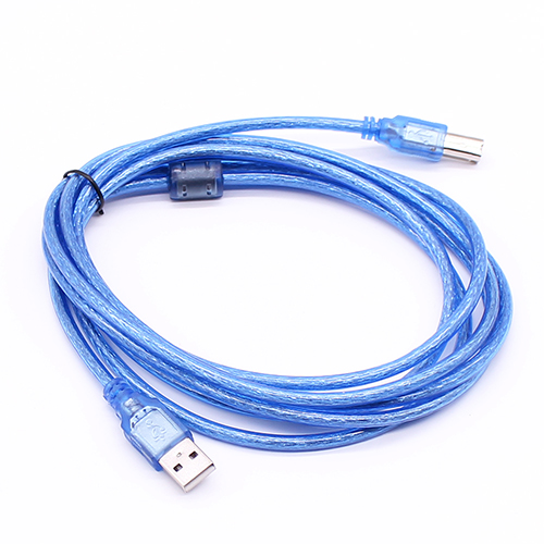 USB2.0 cable for printer 5m Transparent Blue